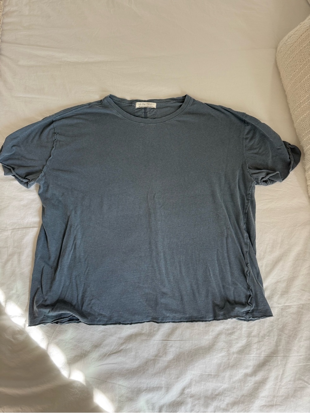We The Free Slate Blue Short Sleeve Crew Tee - Washed Indigo (size small)